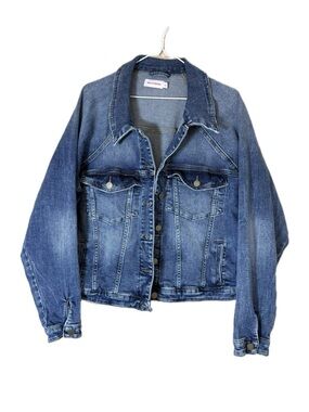 Molly & Isadora Grace Denim Jacket Blue Size 1X Stretchy Jean Jacket Classic